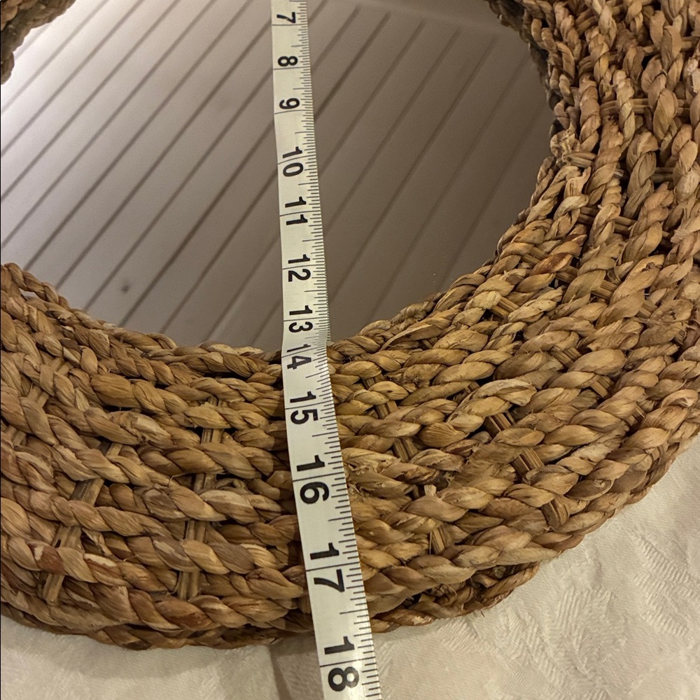 Nautical Mirror Natural 17” Woven Mirror/Center Console Tray W/ Hook to Hang NWT - Picture 5 of 8
